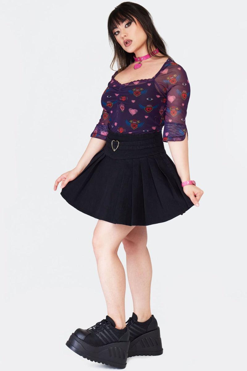 Heart Buckles Pleated Skirt