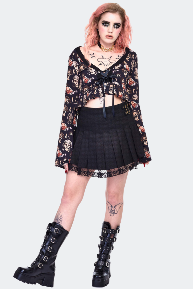 Houndstooth Printed School Skirt