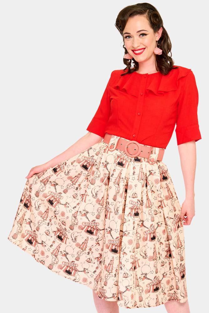 Circus Print Flare Skirt