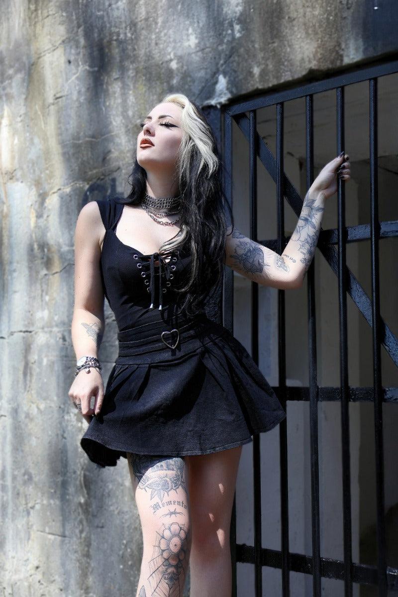 Heart Buckles Pleated Skirt