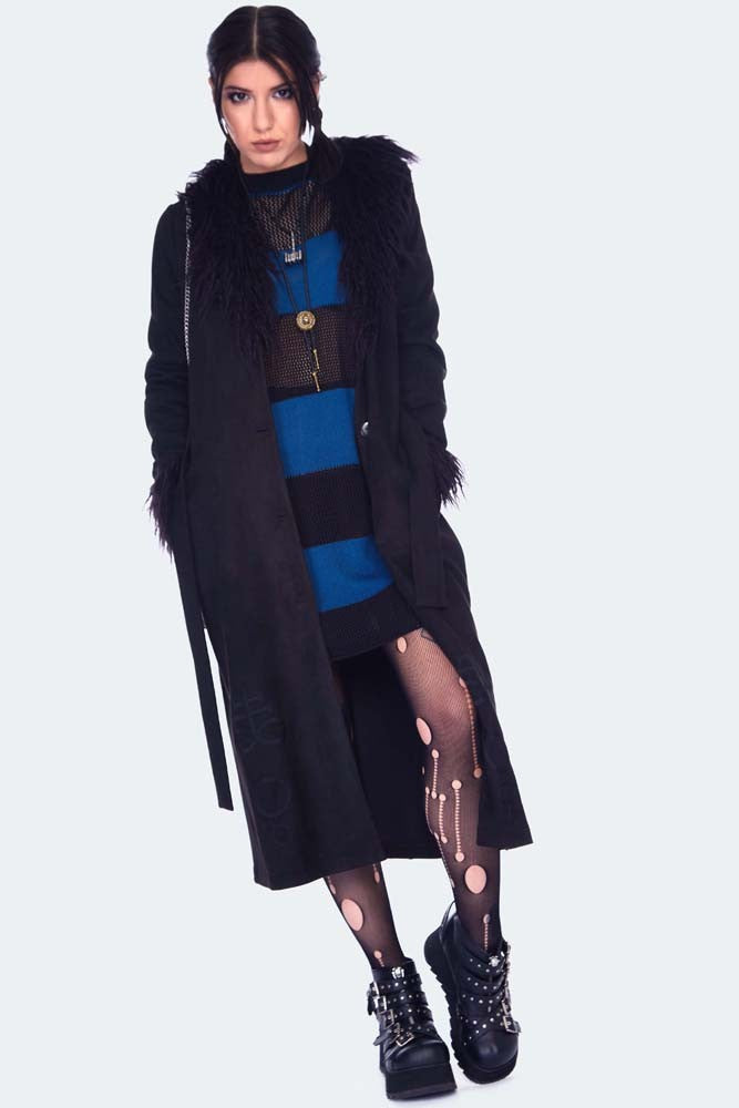 Spirited Embroidered Maxi Suede Coat