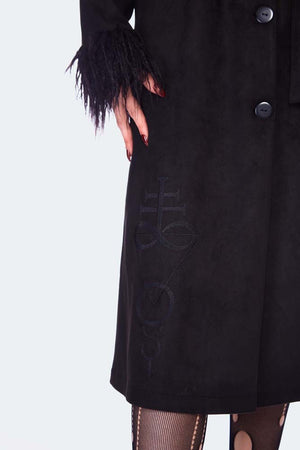 Spirited Embroidered Maxi Suede Coat