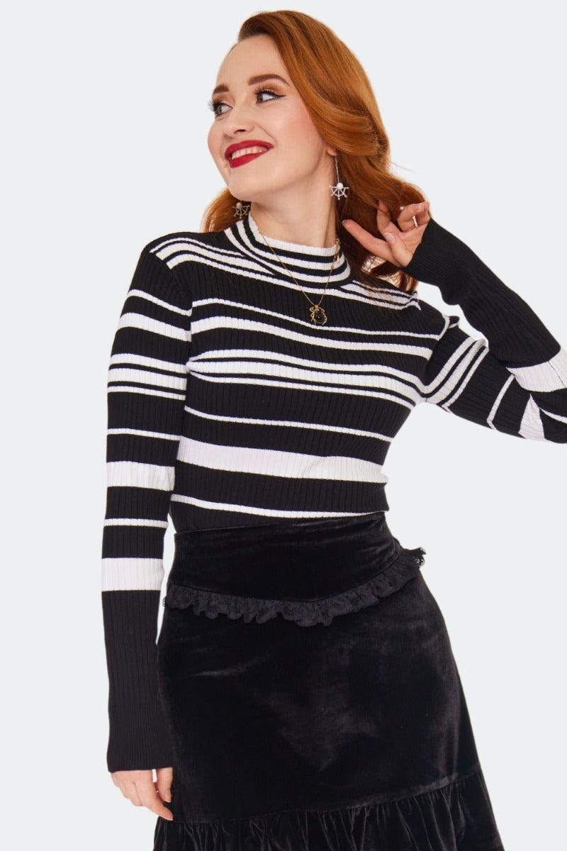 Multi Striped High Neck Sweater
