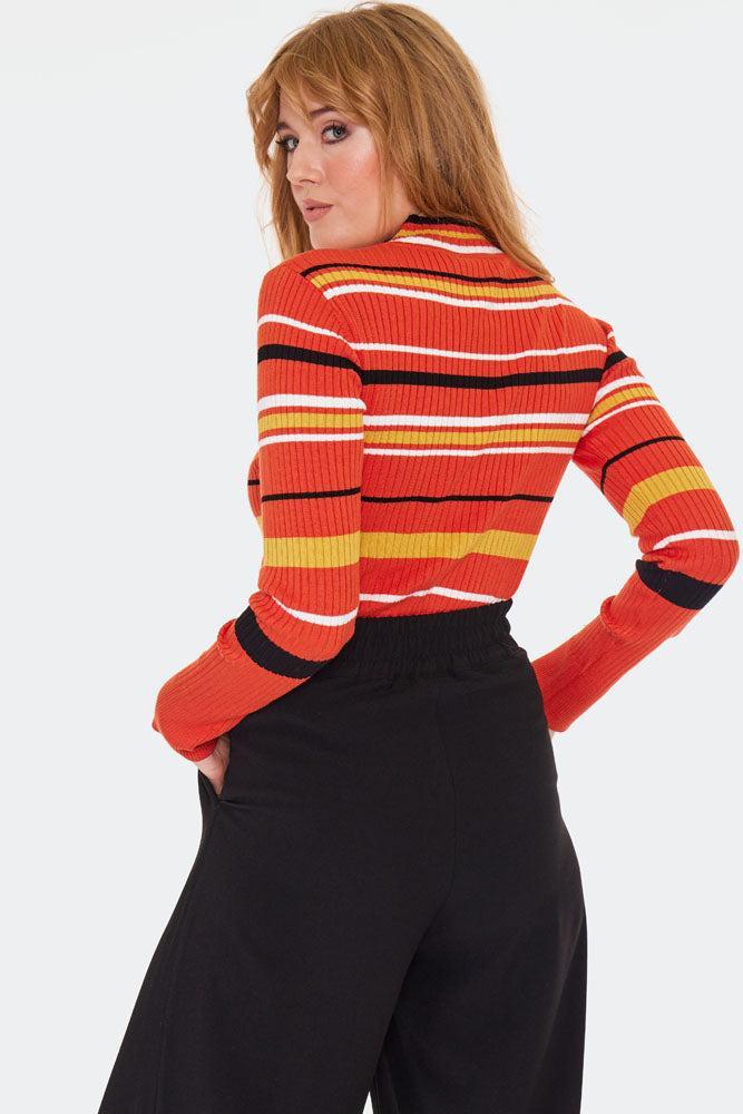 Multi Striped High Neck Sweater