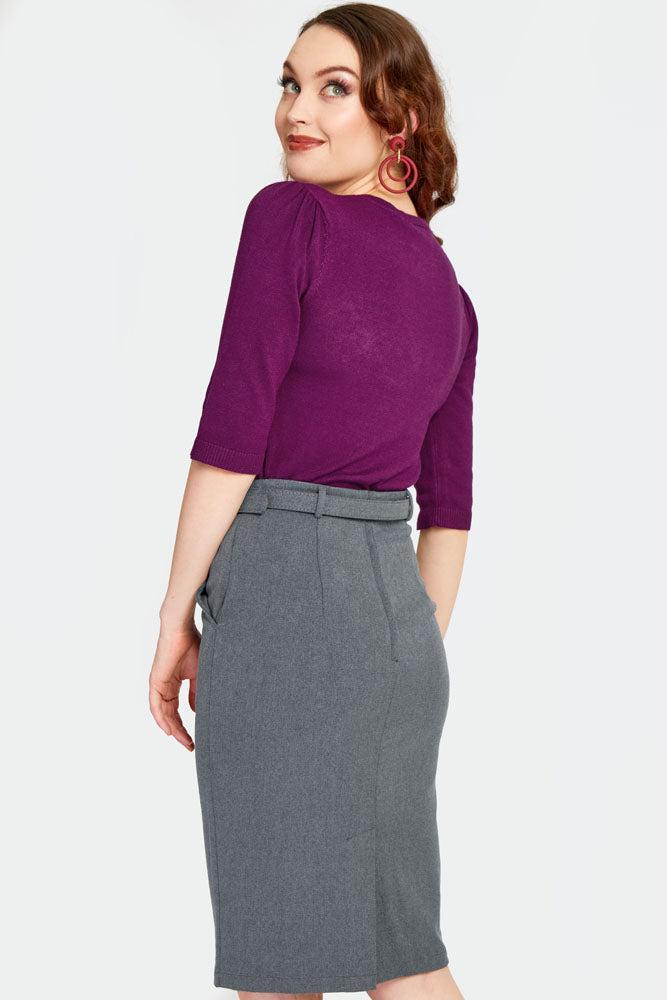 Purple Floral Embroidered Sweater