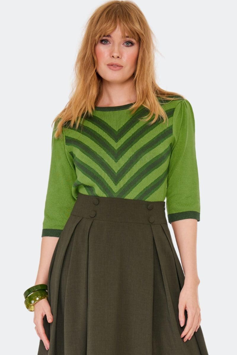 50s V Stripe Pattern Sweater