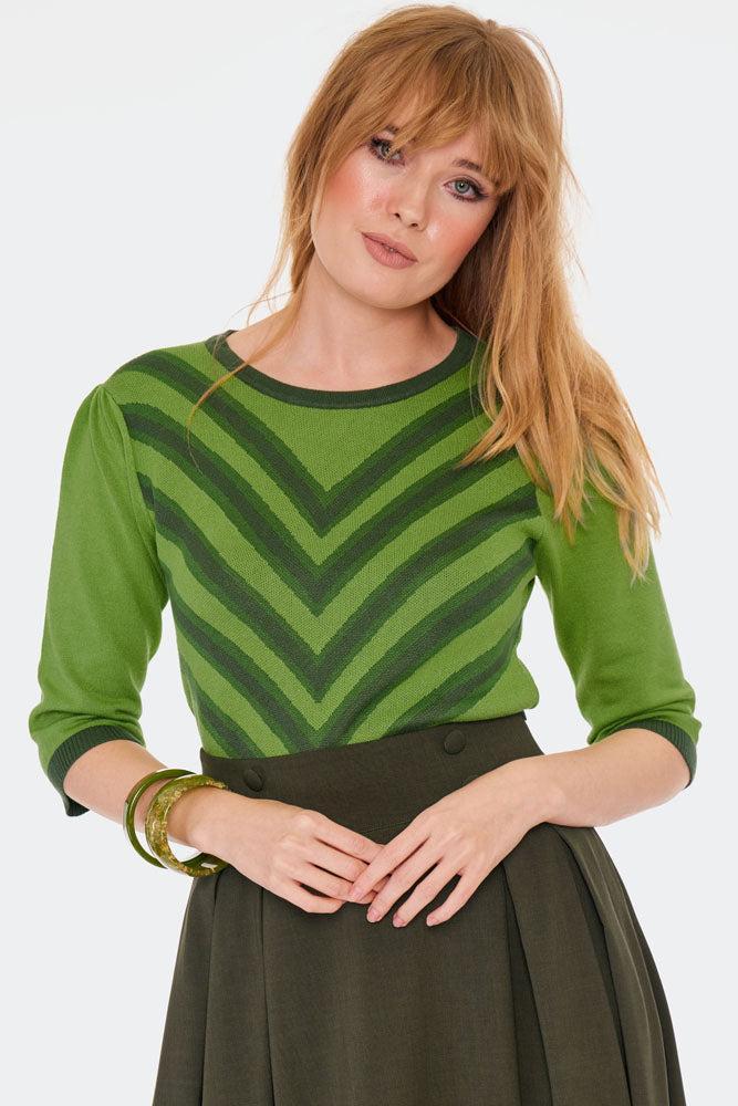 50s V Stripe Pattern Sweater