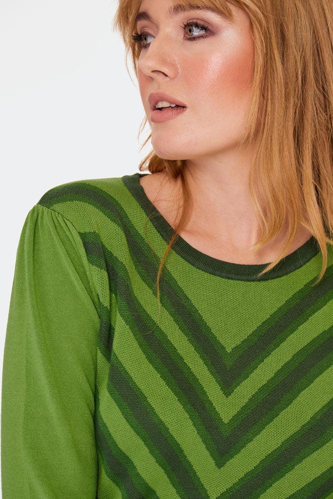 50s V Stripe Pattern Sweater