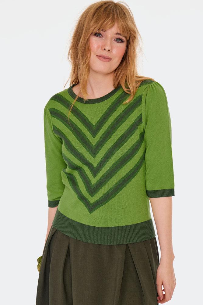 50s V Stripe Pattern Sweater