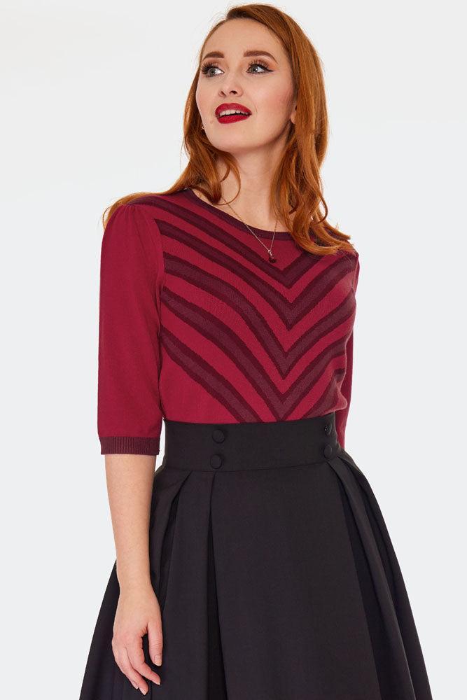 50s V Stripe Pattern Sweater