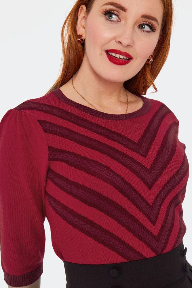 50s V Stripe Pattern Sweater