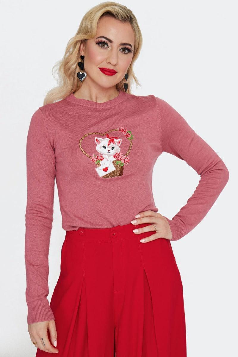 Kitty Love Letter Sweater Pink