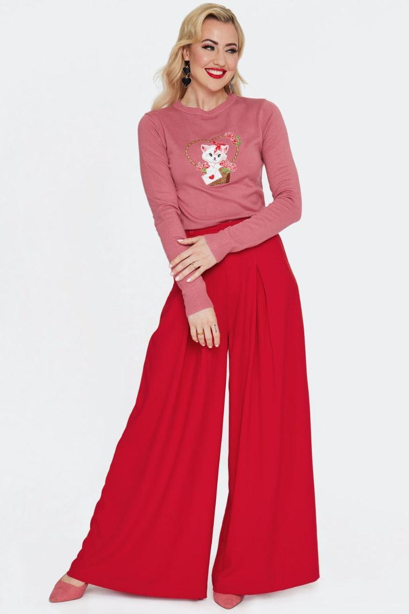 Kitty Love Letter Sweater Pink