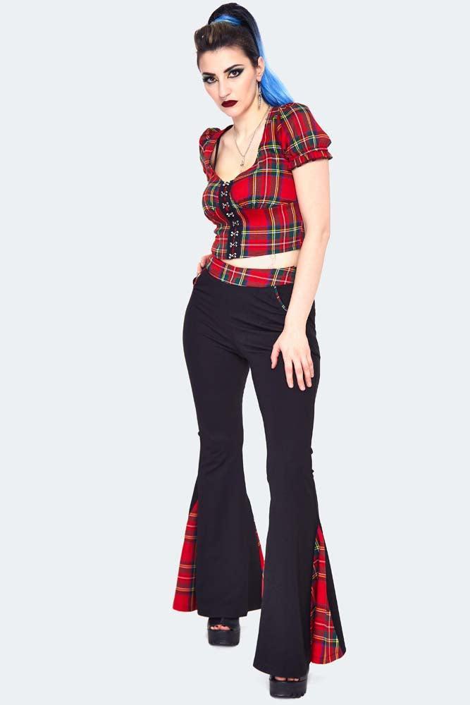 Tartan Insert Flared Trousers
