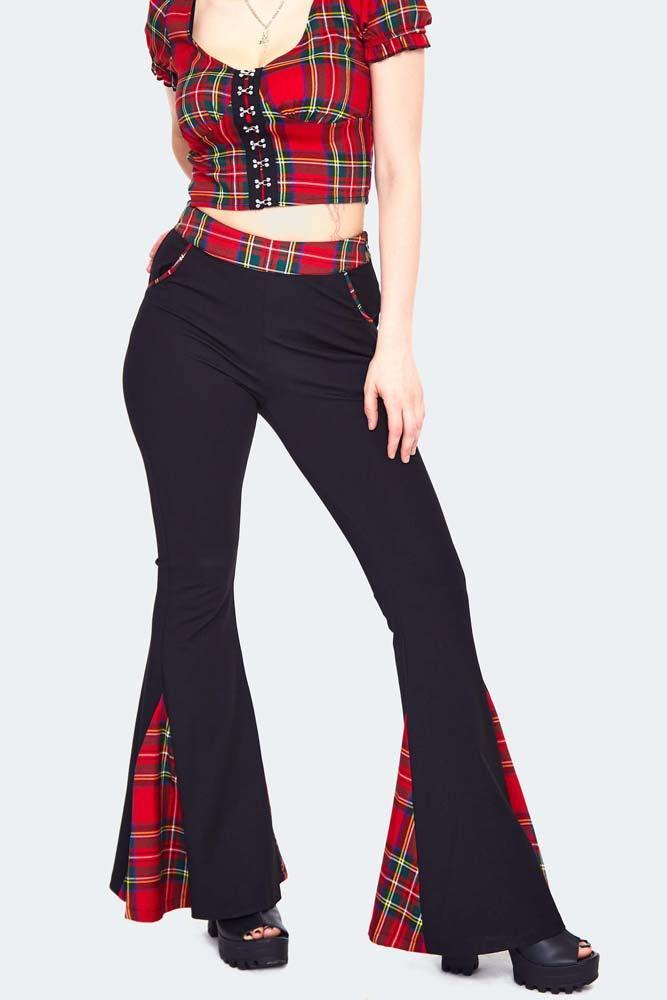 Tartan Insert Flared Trousers
