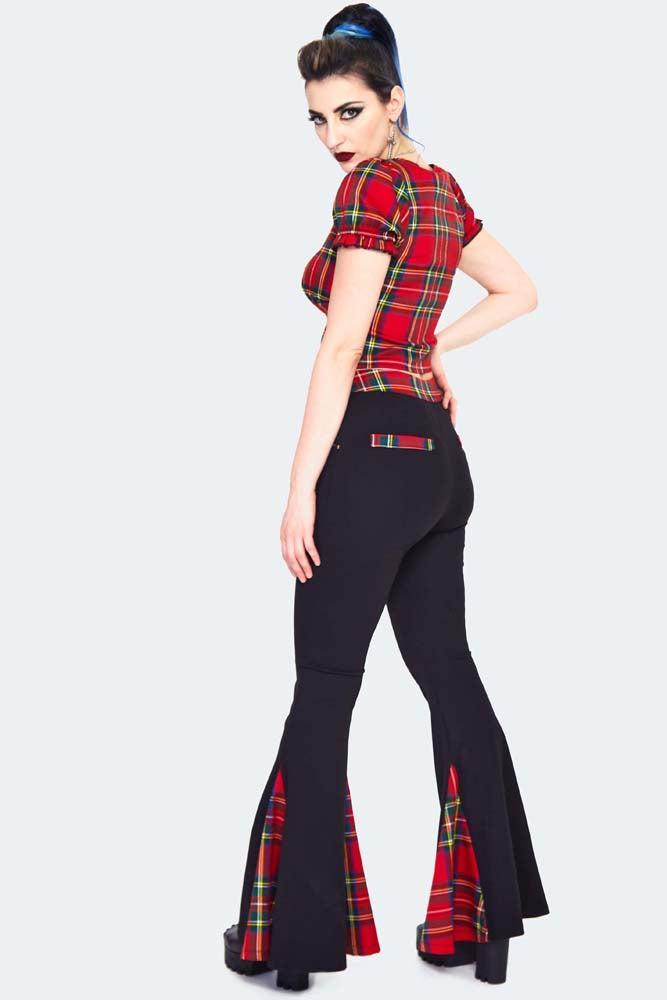 Tartan Insert Flared Trousers