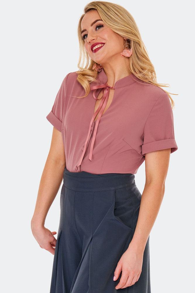 Pink Tie Neck Blouse