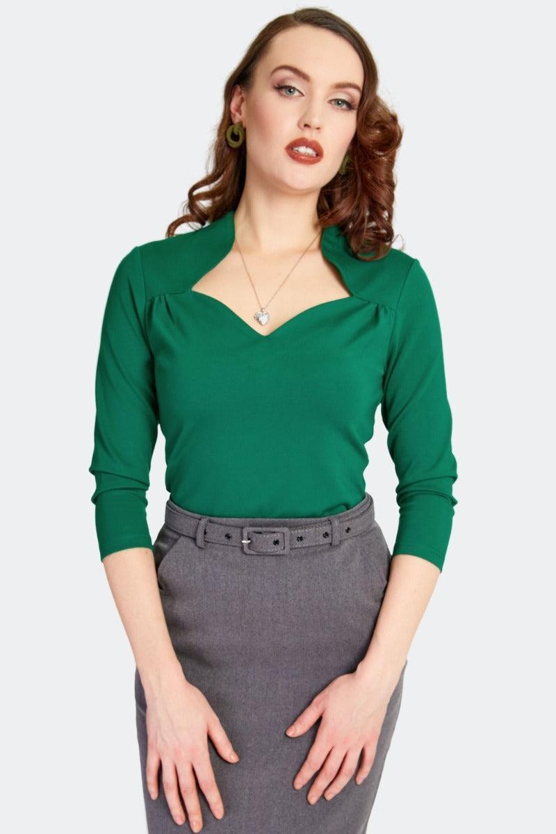 Green Jersey Knit Top