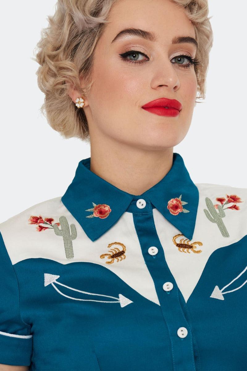 Cactus Floral Western Blouse