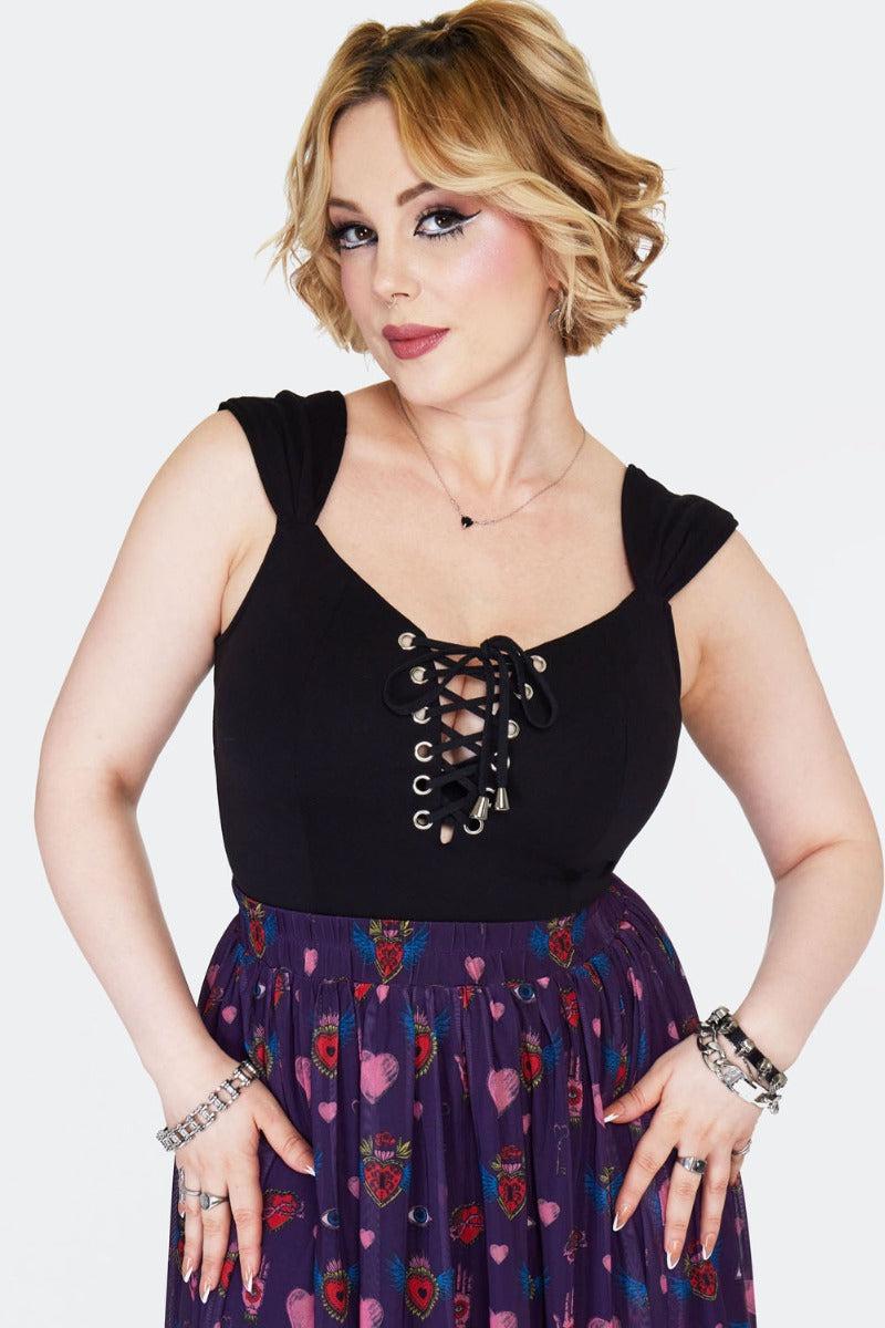 Lace Up Sleeveless Top