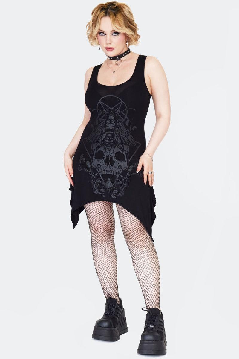 Moth And Skull Tie Back Tunic Top