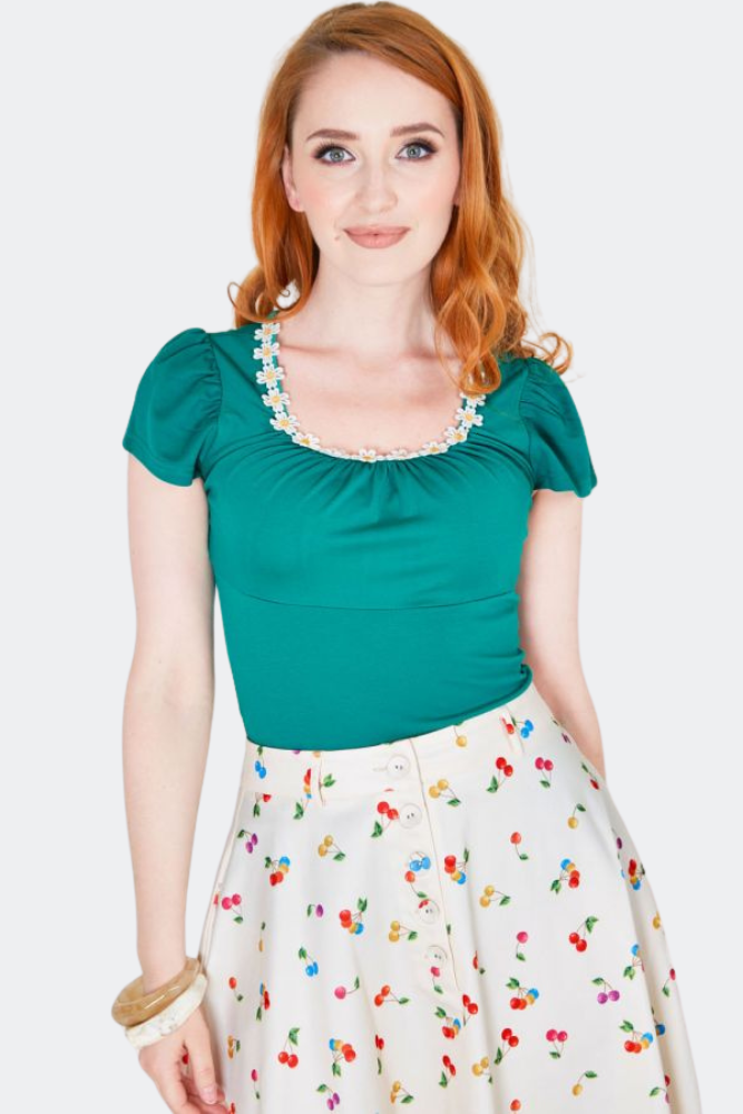 Green Daisy Top