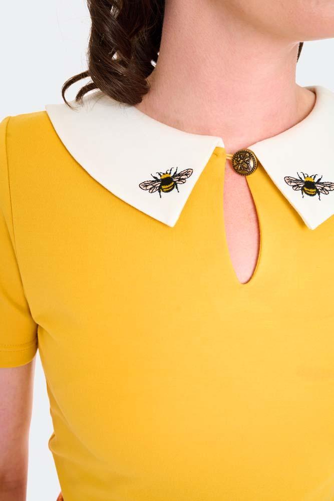 Bee Embroidered Collar Top