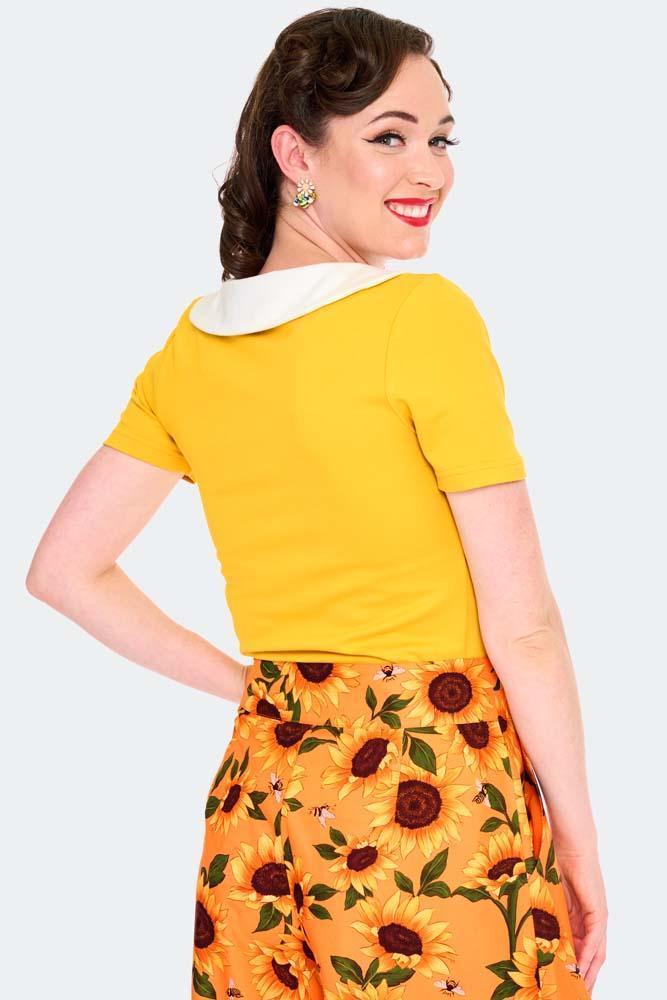 Bee Embroidered Collar Top