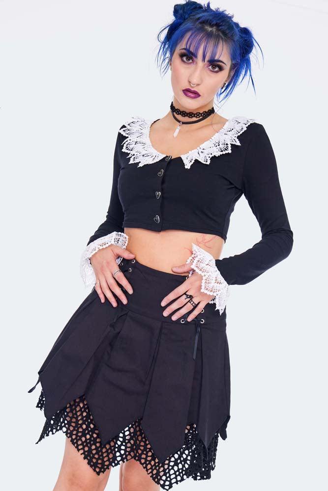 Long Sleeve Crop With Lace Trim