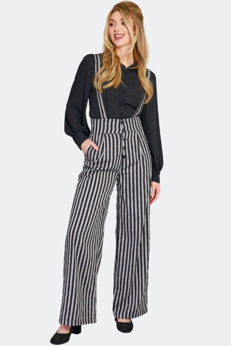 Grey Striped Trousers