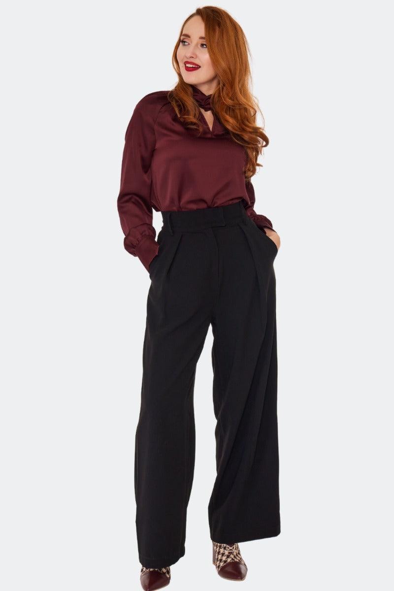 50s Wide Leg Pleated Trousers