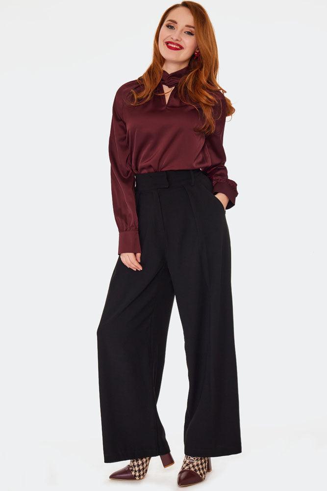 50s Wide Leg Pleated Trousers