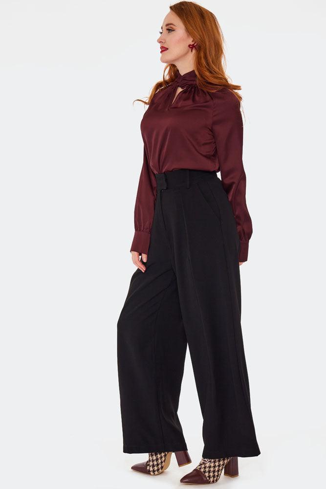 50s Wide Leg Pleated Trousers