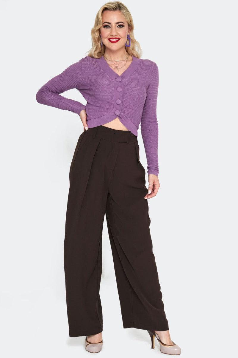 50s Wide Leg Pleated Trousers