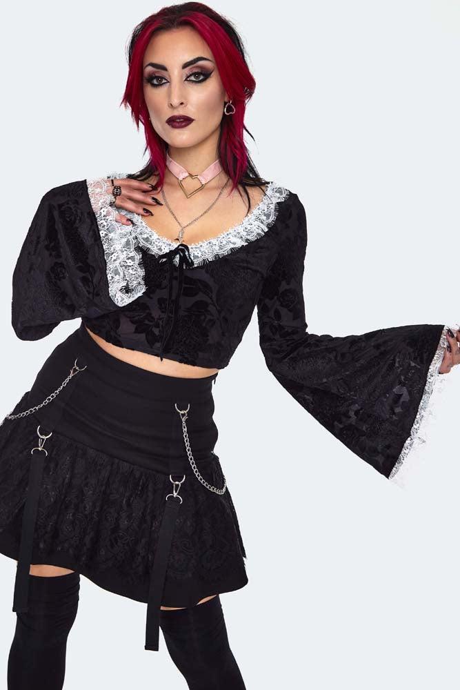 Velvet Devore Frilled Top