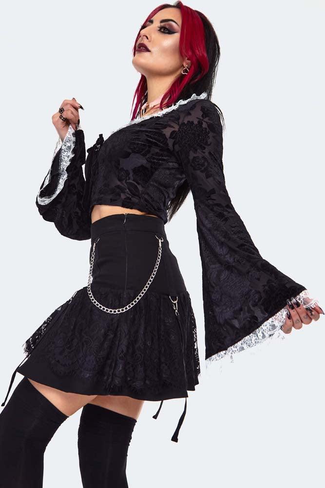 Velvet Devore Frilled Top