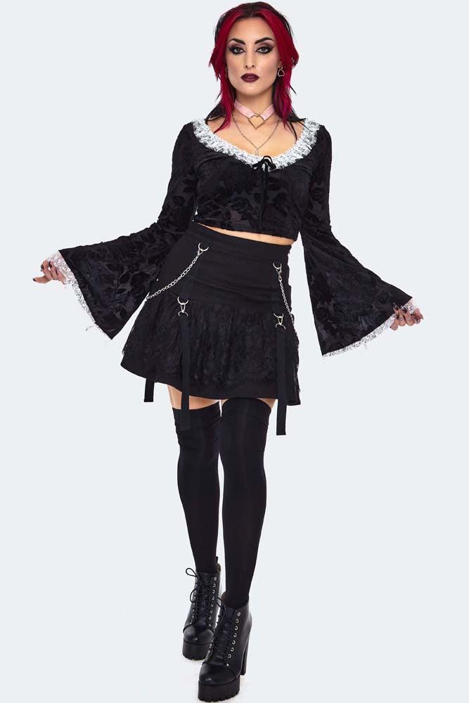 Velvet Devore Frilled Top