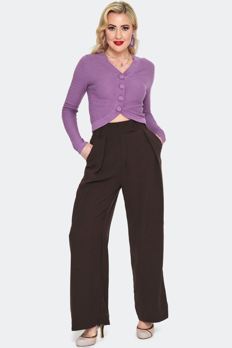 50s Wide Leg Pleated Trousers