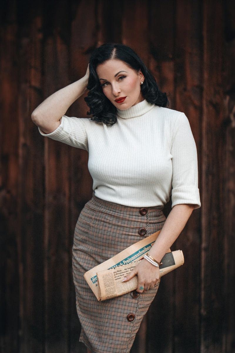 Houndstooth Pencil Skirt