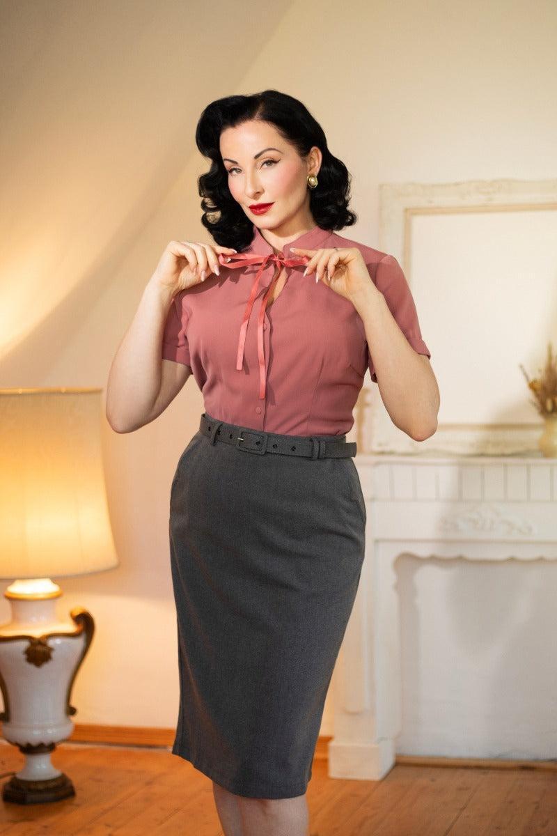 Pink Tie Neck Blouse