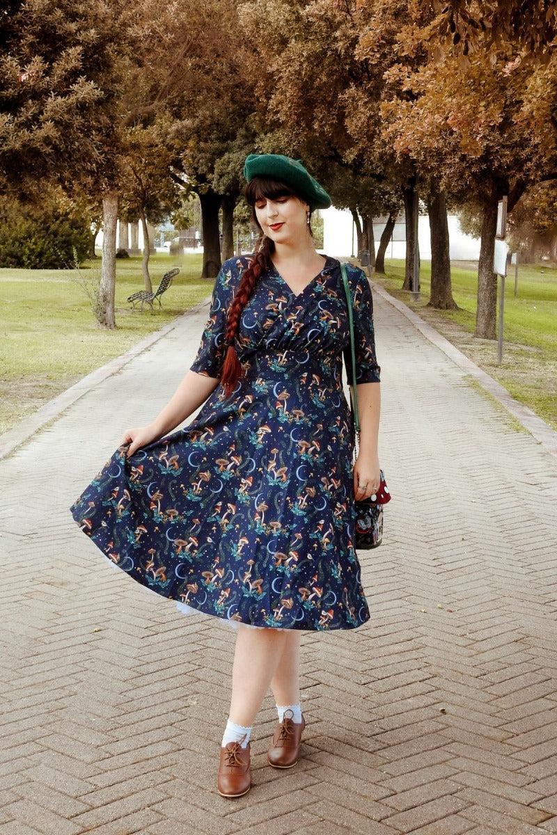 Floral Print Flare Dress by Voodoo Vixen - Dark Fashion Clothing Floral Print Flare Dress by Voodoo Vixen - Dark Fashion Clothing