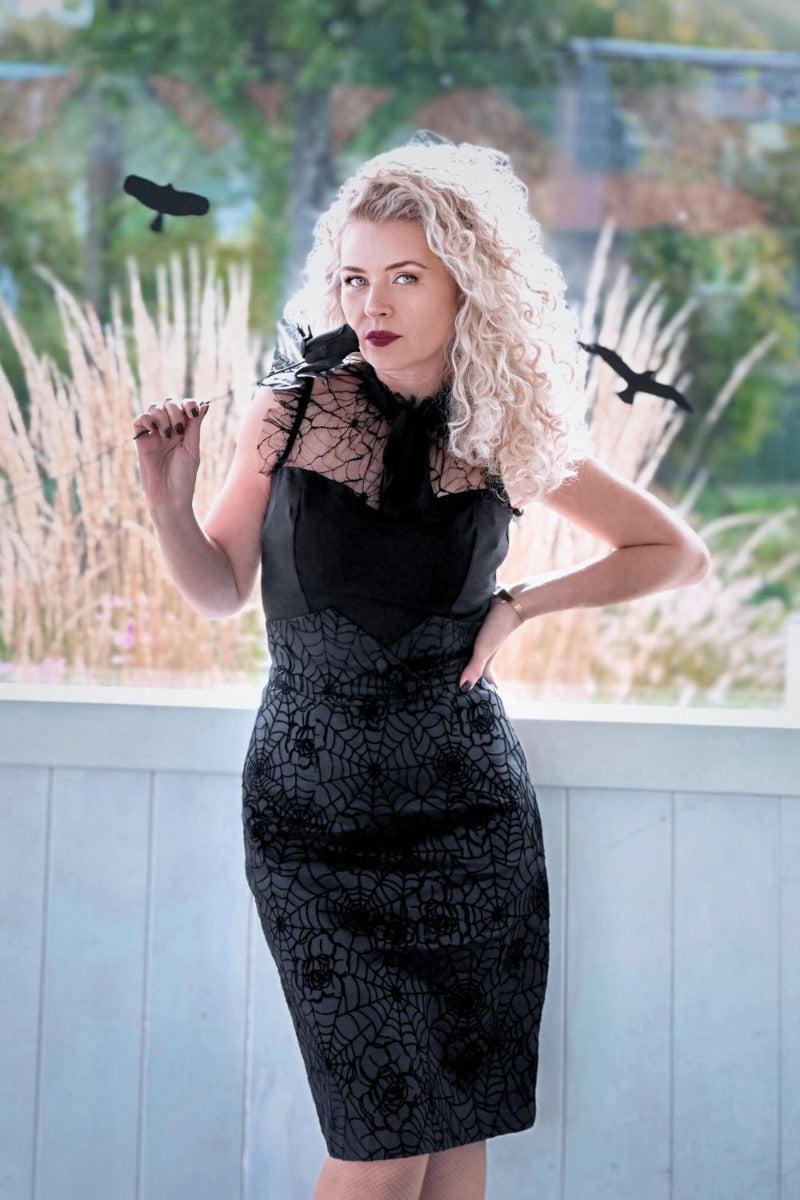 Spider Web Tie Collar Top