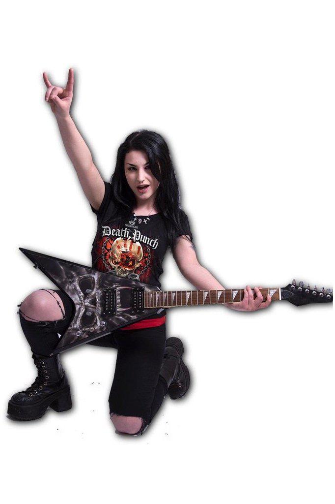 5FDP - Assassin - 2In1 Red Ripped Top Black-Spiral-Dark Fashion Clothing