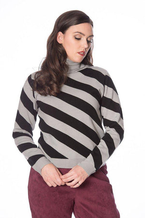 80s Diagonal Stripe Jumper-Banned-Dark Fashion Clothing