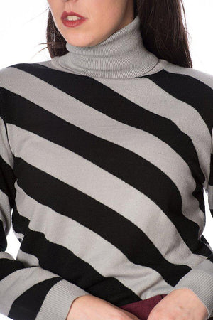 80s Diagonal Stripe Jumper-Banned-Dark Fashion Clothing