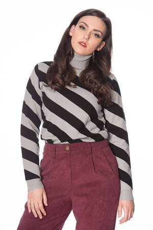 80s Diagonal Stripe Jumper-Banned-Dark Fashion Clothing