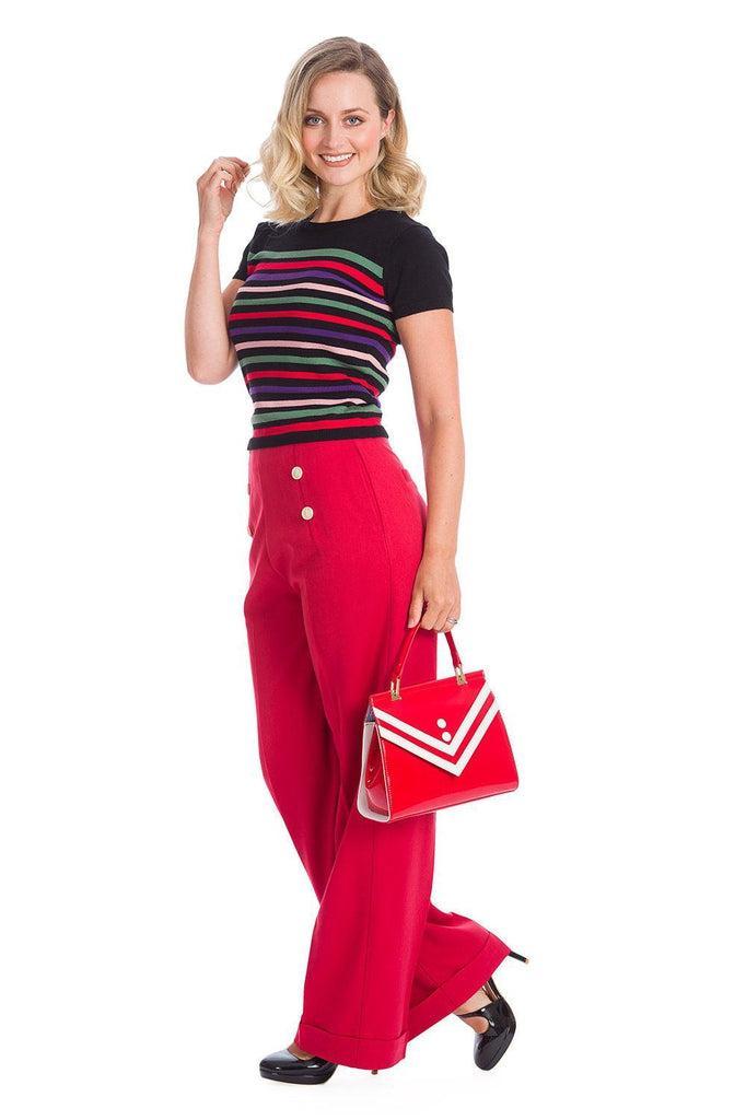Adventures Ahead Button Trouser-Banned-Dark Fashion Clothing