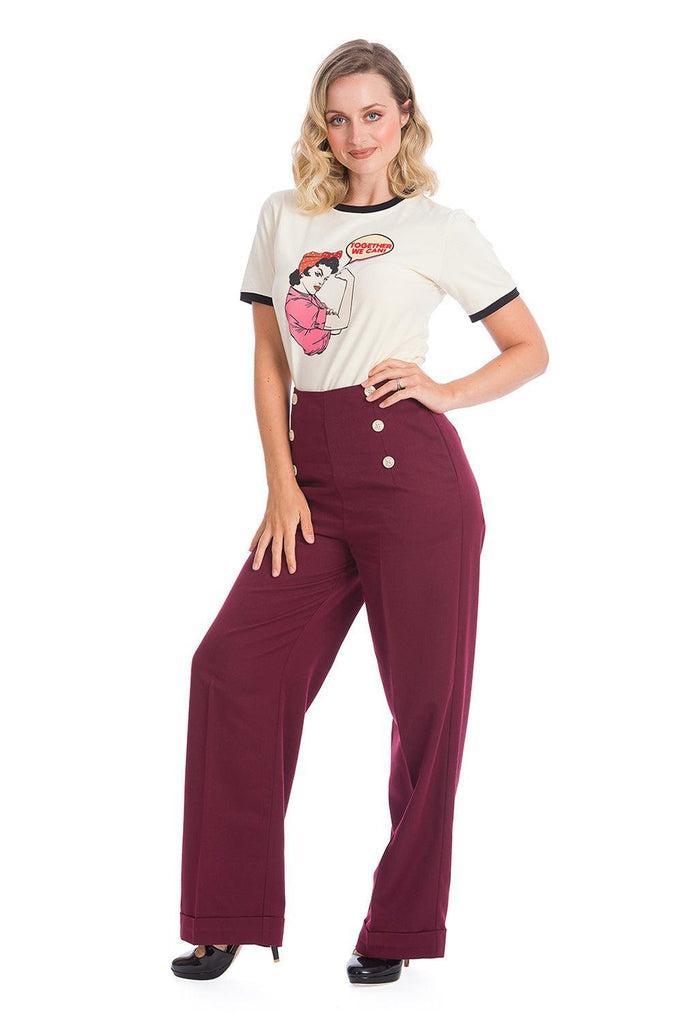 Adventures Ahead Button Trouser-Banned-Dark Fashion Clothing