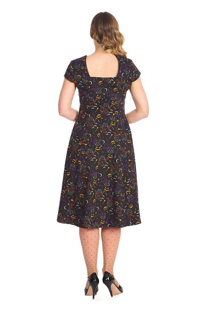 All Hallows Cat Fit & Flare Dress-Banned-Dark Fashion Clothing