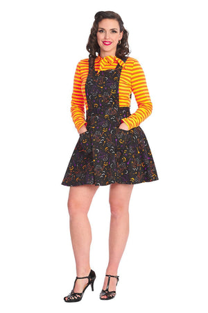 All Hallows Cat Pinafore Dress-Banned-Dark Fashion Clothing
